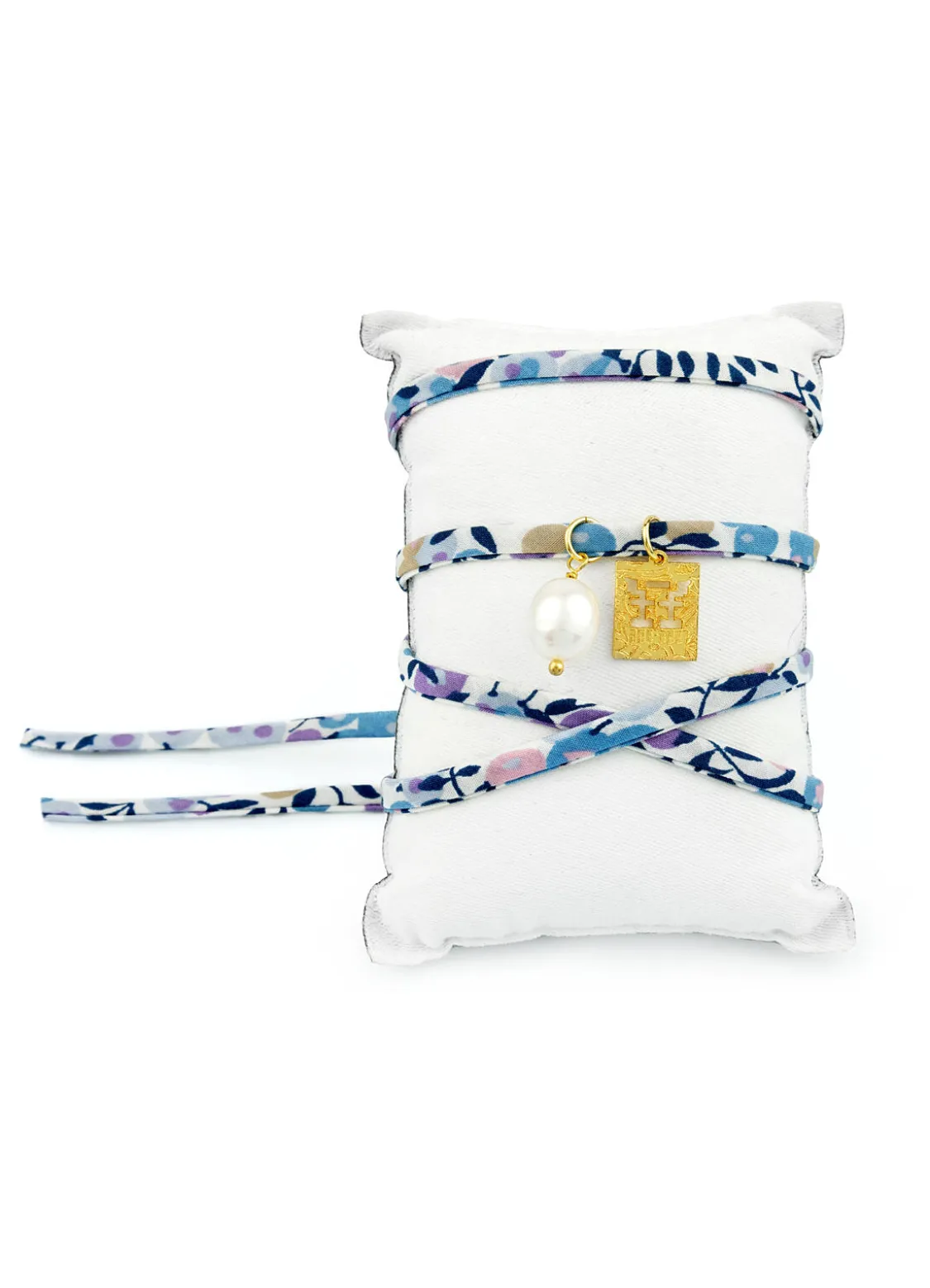 Bracciale/collana Tessuto Fiori Torii Perla