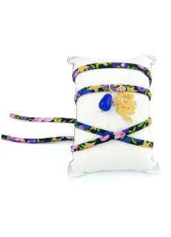 Bracciale/collana Tessuto Fiori Mito Blu