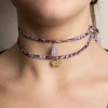 Bracciale/collana Tessuto Fiori Corona Celeste