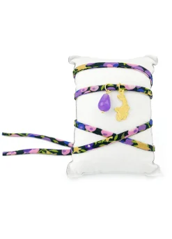 Bracciale/collana Tessuto Fiori Koi Lilla