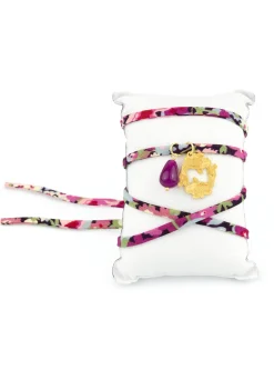 Bracciale/collana Tessuto Fiori Carpe Fucsia
