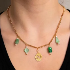 Collana Carpe Elementi Verde Giada