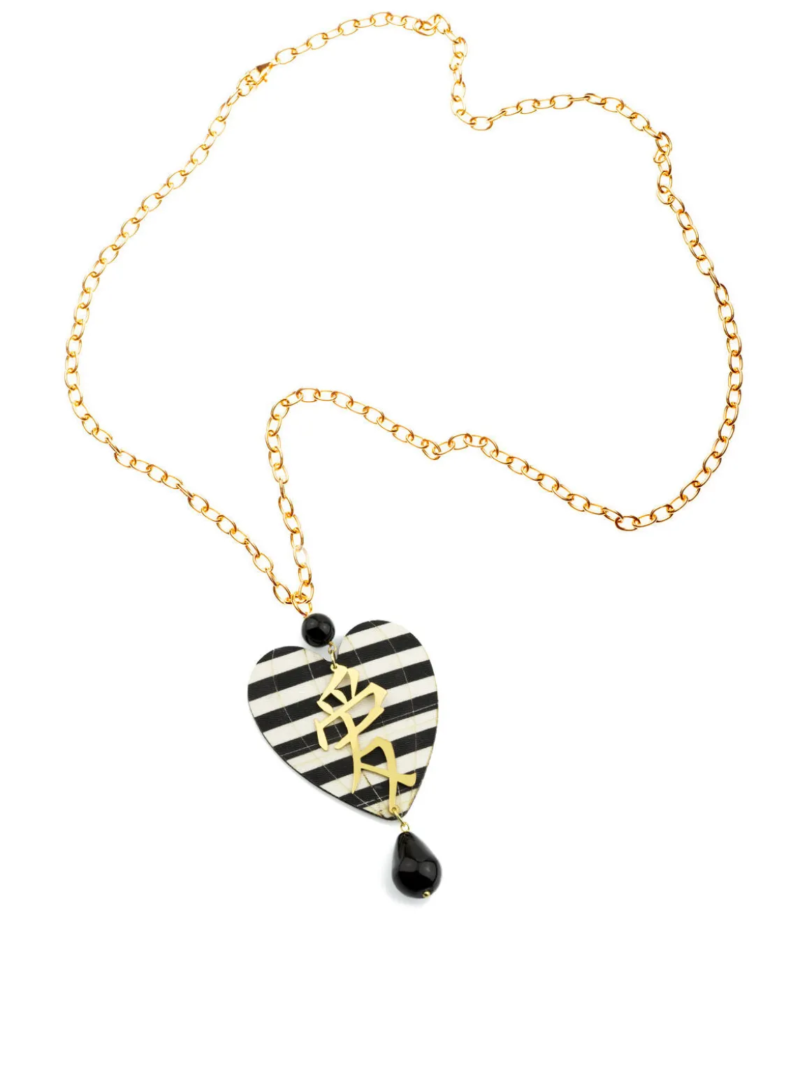 Collana Cuore Righe Nero