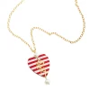 Collana Cuore Righe Rubino