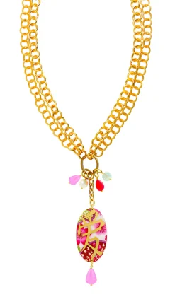 Collana Doppia Amore Rosa Fluo