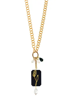 Collana Doppia Fiore Plexi Nero