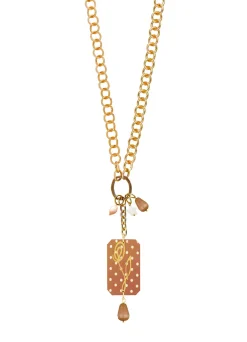 Collana Doppia Fiore Pois Marrone