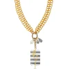 Collana Doppia Fiore Righe Grigio