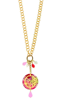 Collana Doppia Fiore Rosa Fluo