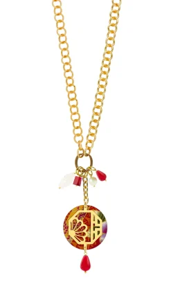 Collana Doppia Fiore Rubino