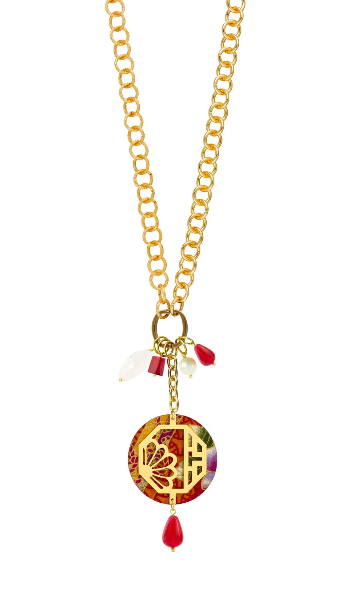 Collana Doppia Fiore Rubino