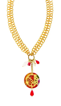 Collana Doppia Fiore Rubino