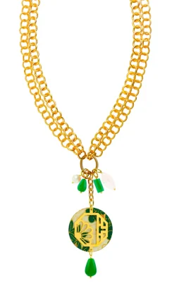 Collana Doppia Fiore Verde