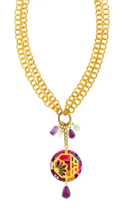 Collana Doppia Fiore Viola