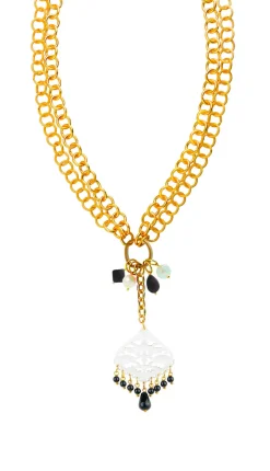 Collana Doppia Goccia Plexi Trasparente Nero