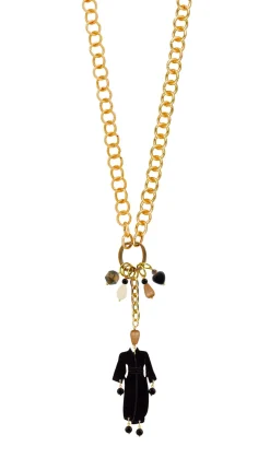 Collana Doppia Kimono Plexi Nero Marrone