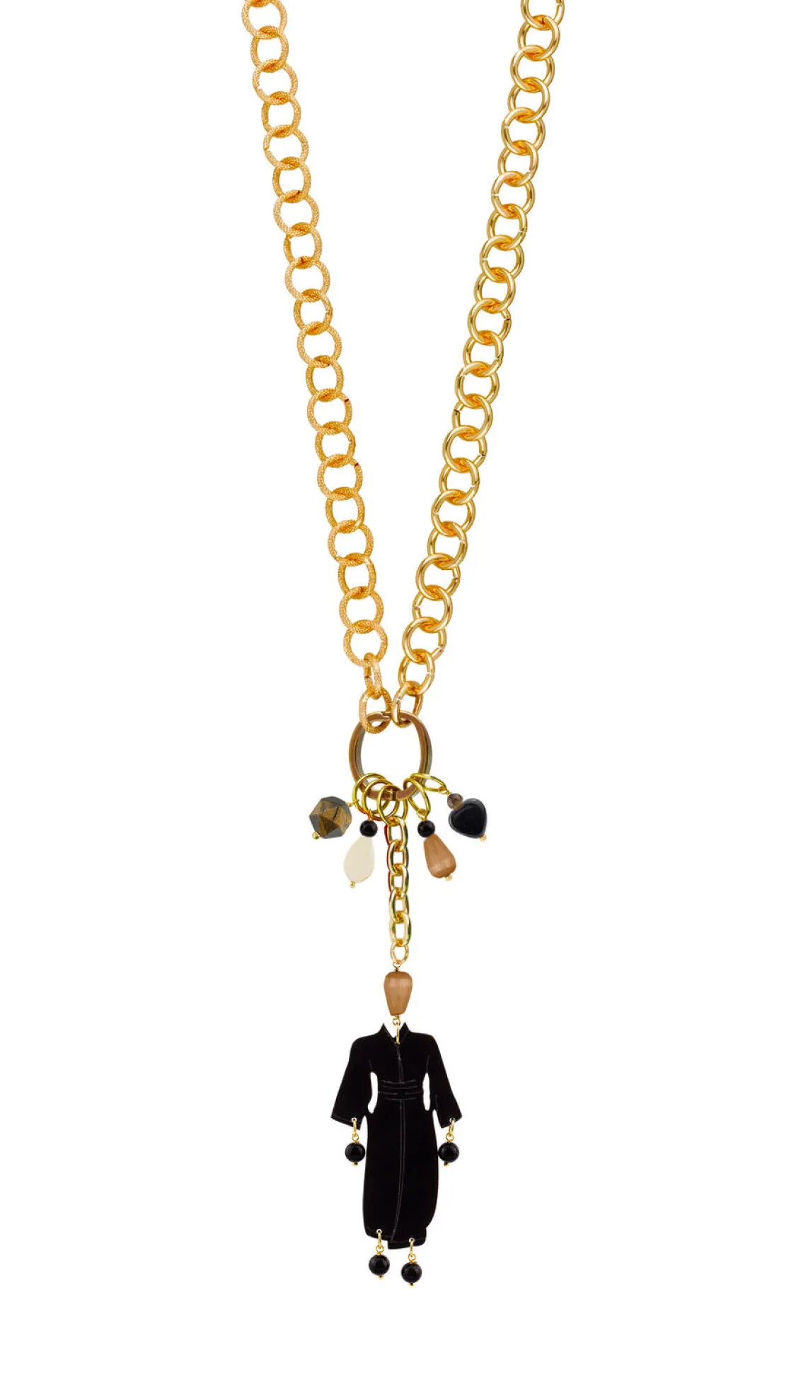 Collana Doppia Kimono Plexi Nero Marrone