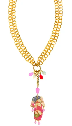 Collana Doppia Kimono Rosa Fluo