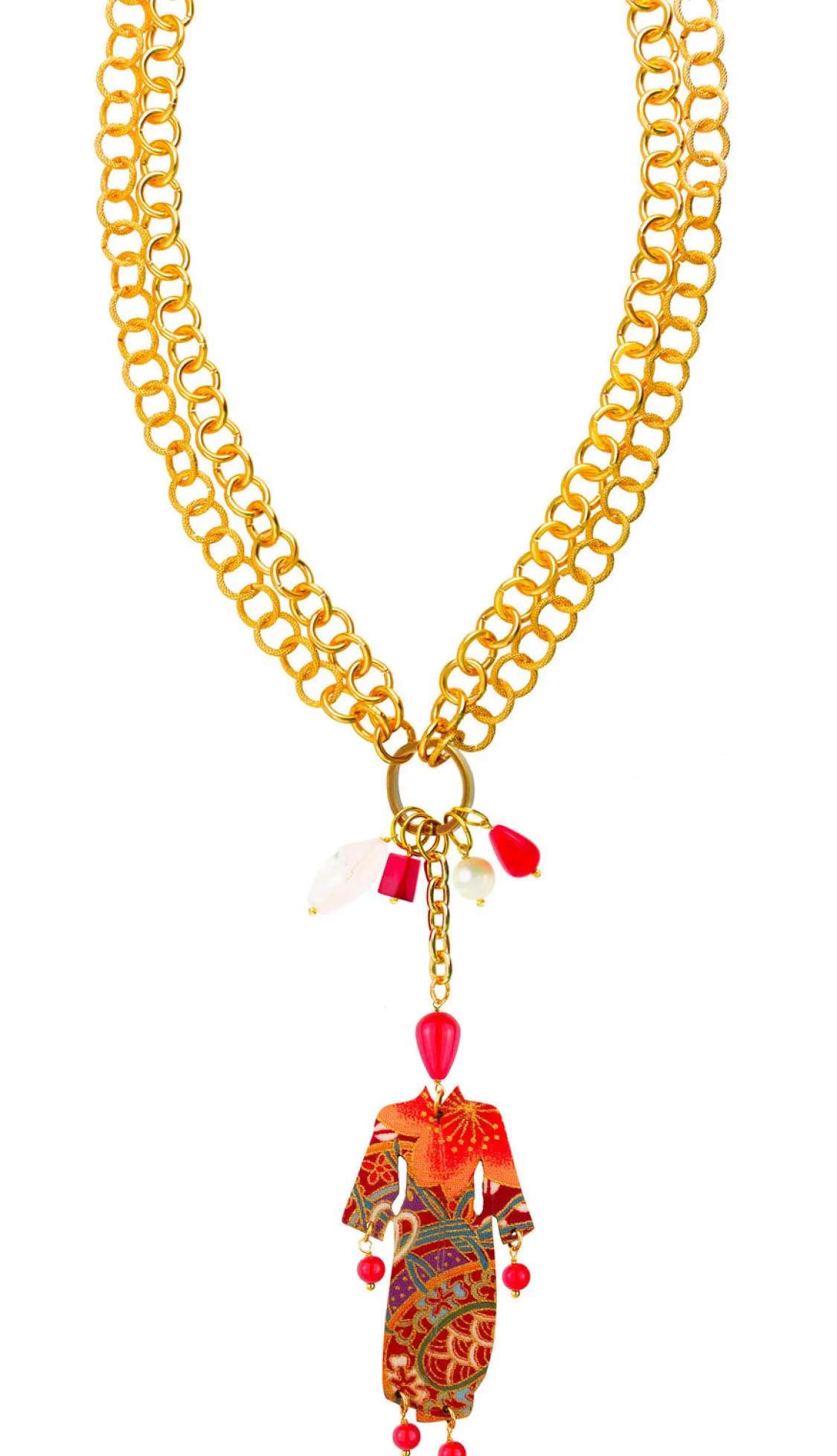 Collana Doppia Kimono Rubino