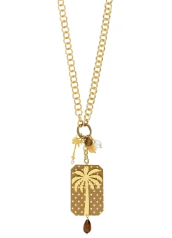 Collana Doppia Palma Pois Marrone