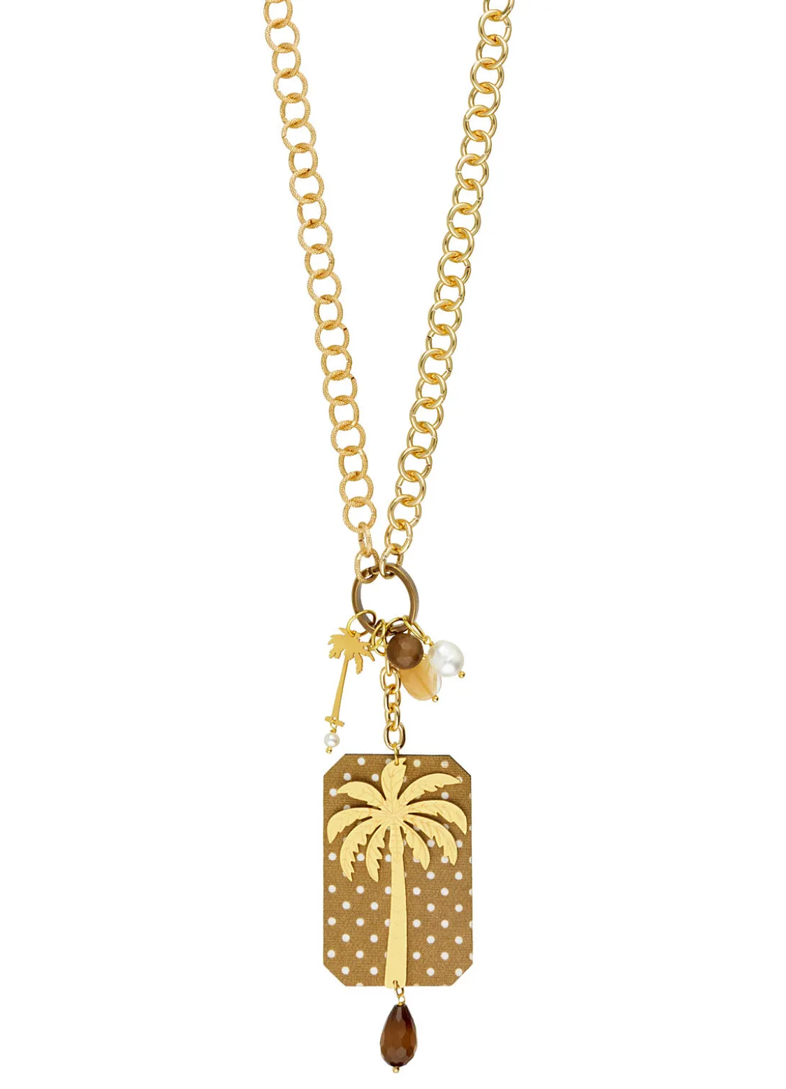 Collana Doppia Palma Pois Marrone