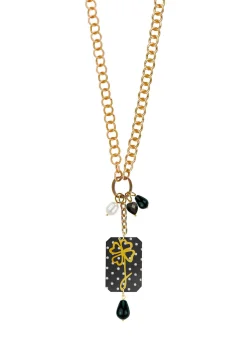 Collana Doppia Quadrifoglio Pois Nero