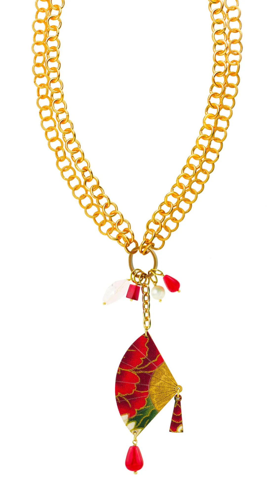Collana Doppia Ventaglio Rubino