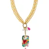 Collana Doppia Viso Fiori Fucsia