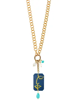 Collana Doppia Viso Jeans Azzurro