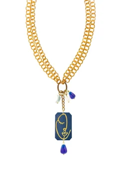 Collana Doppia Viso Jeans Blu
