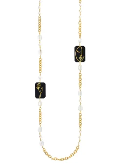 Collana Lebolina Viso E Fiore Plexi Nero Perla