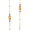 Collana Lunga Cuore E Quadrifoglio Viola E Cristalli