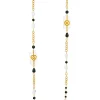 Collana Lunga Pois Cuore E Quadrifoglio Plexi Trasparente Nero