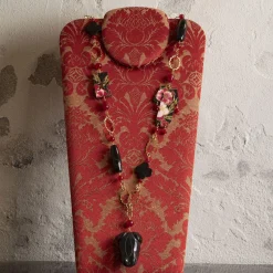Collana Solo Io Kimono Nero E Rubino