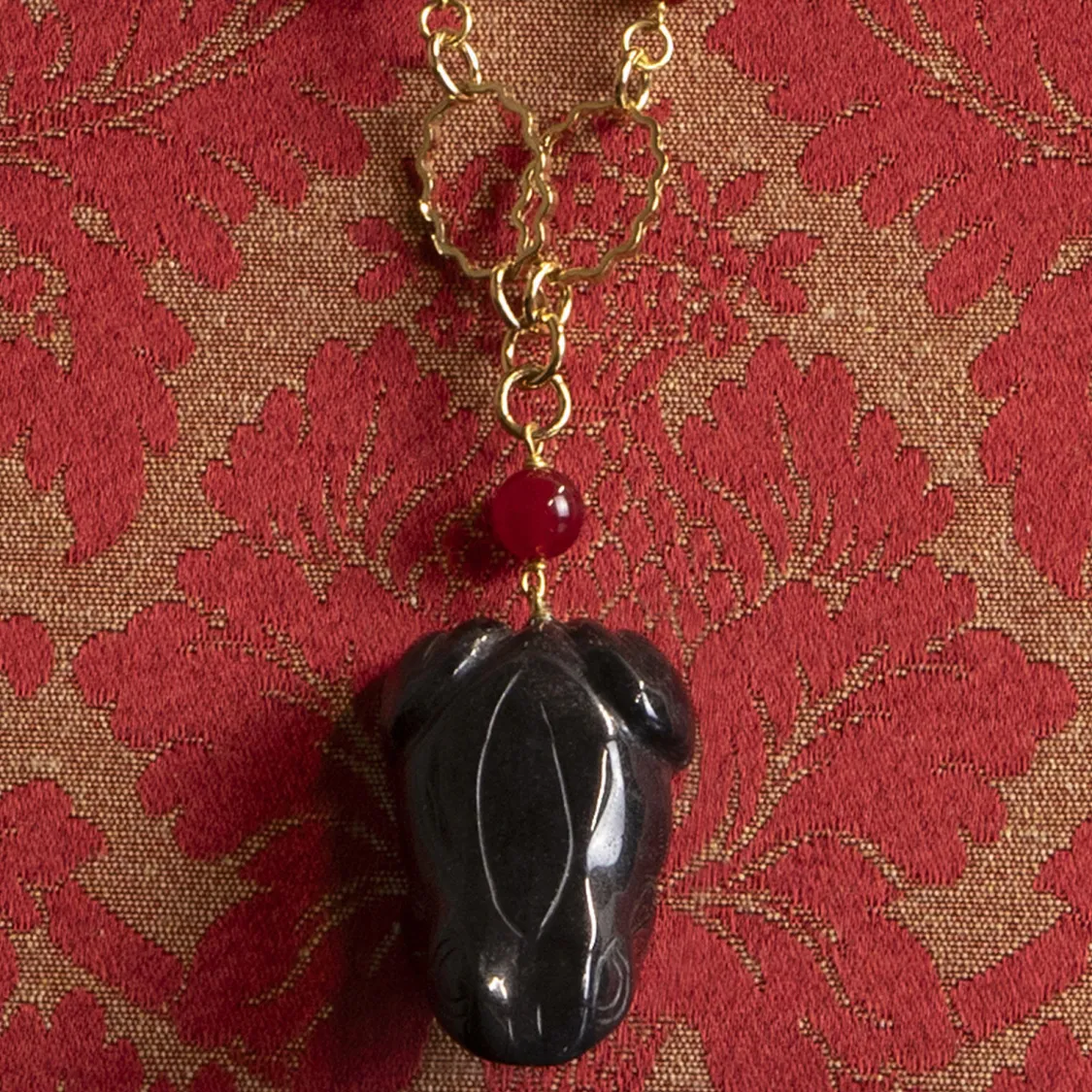 Collana Solo Io Kimono Nero E Rubino