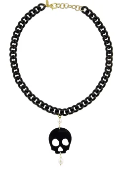 Collana Teschio Plexi Nero Perla