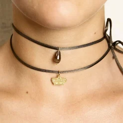 Collana Tessuto Corona Marrone