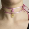 Collana Tessuto Ideogramma Luce Rosa