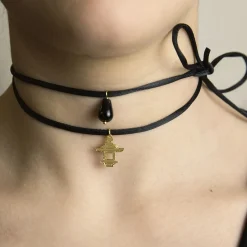 Collana Tessuto Pagoda Nero