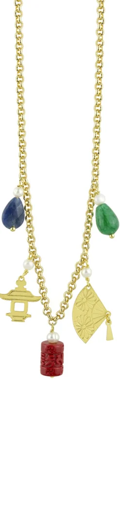 Collana Ventaglio Elementi Colorati