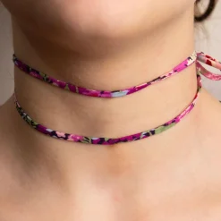 Nastro Tessuto Fiore Rosa E Fucsia