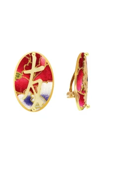 Orecchini Amicizia Clips Ovale Rubino