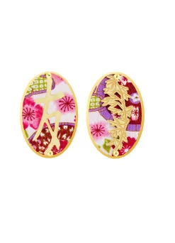 Orecchini Amicizia Clips Ovale Fucsia