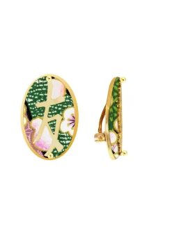 Orecchini Amicizia Clips Ovale Verde