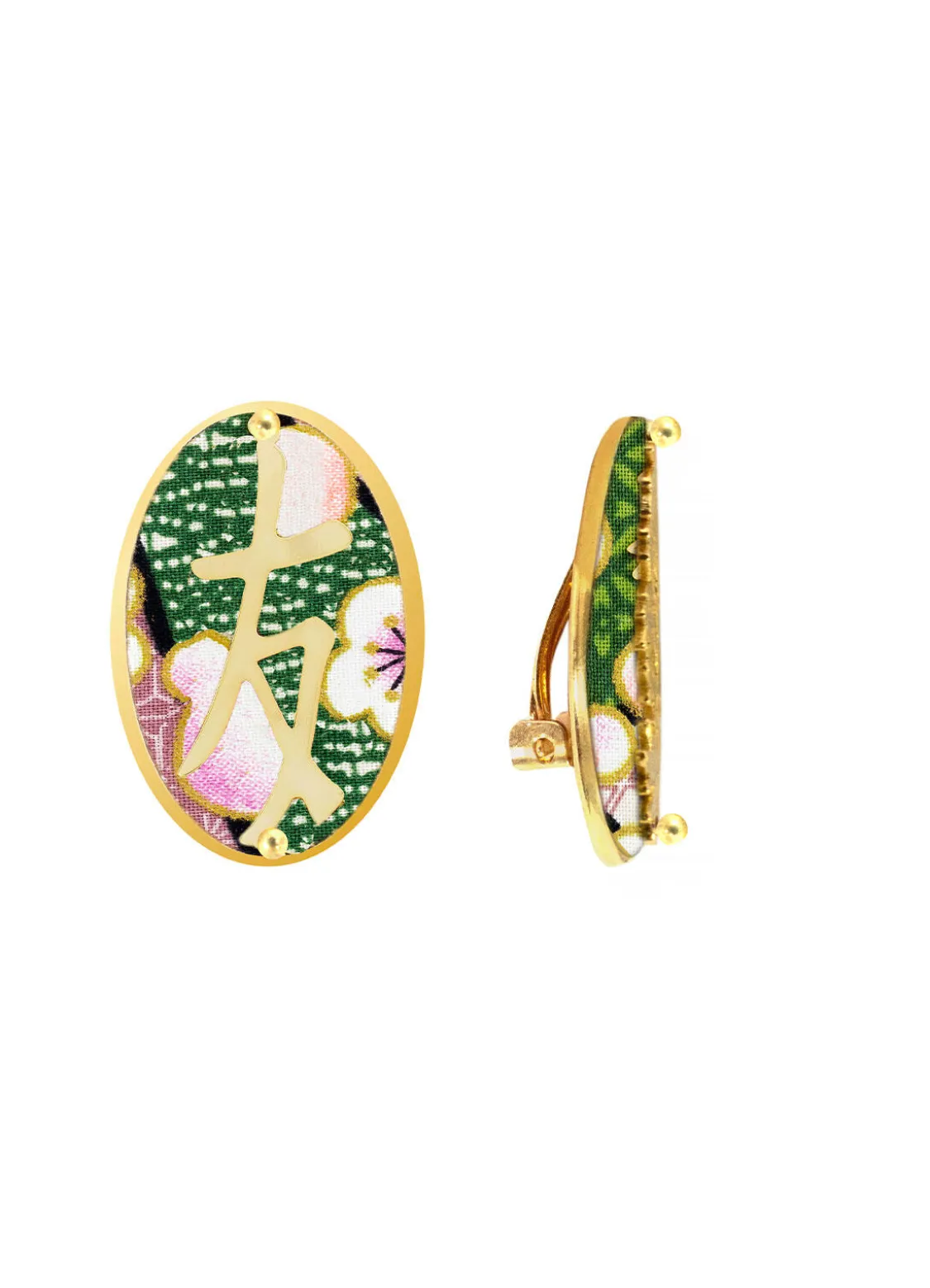 Orecchini Amicizia Clips Ovale Verde