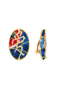 Orecchini Amore Clips Ovale Blu