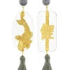 Orecchini Carpa Plexi Trasparente Nappa Grigio