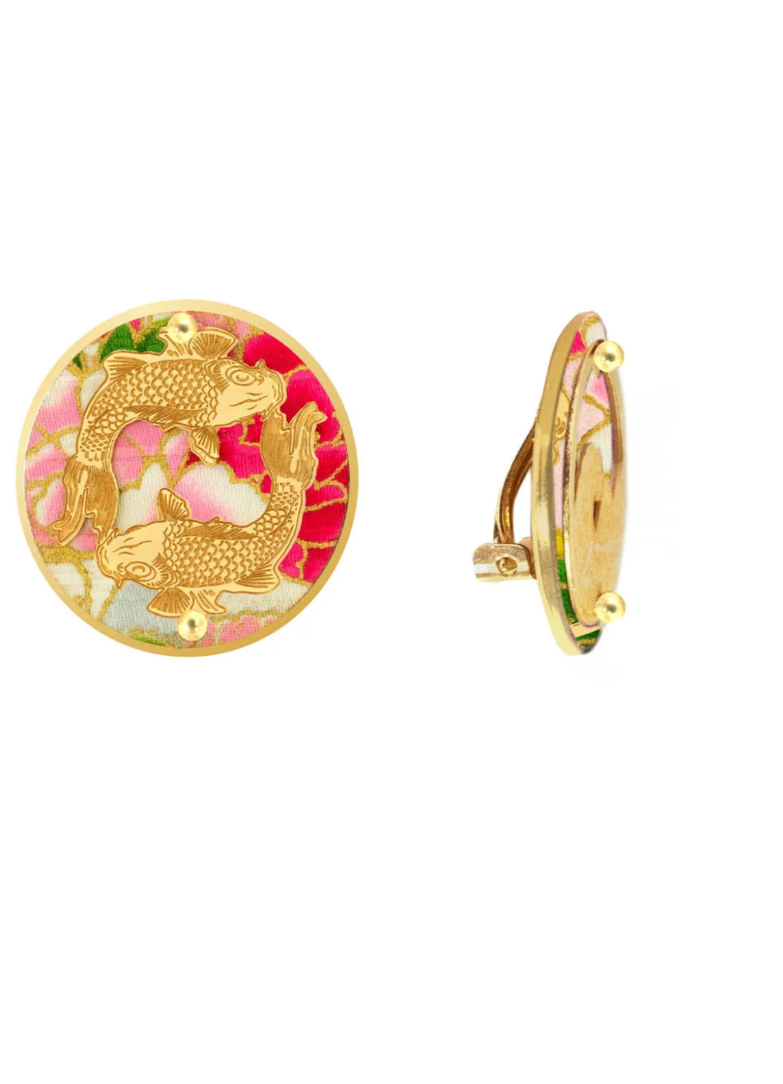 Orecchini Carpe Clips Tondo Fucsia