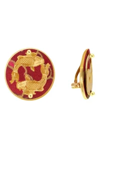 Orecchini Carpe Clips Tondo Rubino