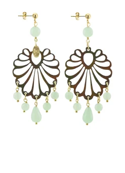 Orecchini Chandelier Conchiglia Plexi Verde Giada